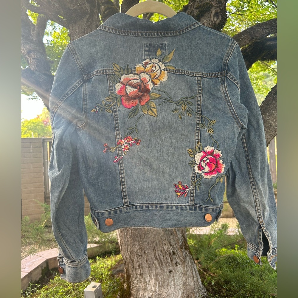 Billabong Denim Jacket with Floral Embroidery
